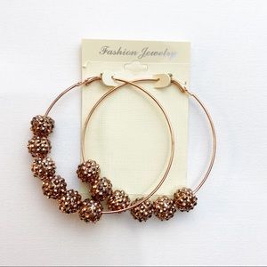 💕Rose gold disco Ball big circle hoop earrings